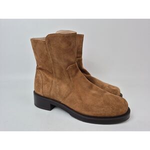 Stuart Weitzman Doe Brown Women's 5050 Bold Suede Zip Booties Size 6.5 B